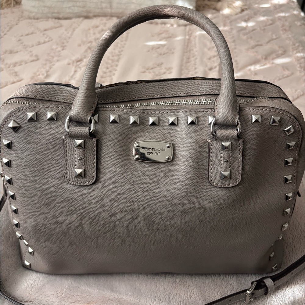 Michael Kors Grey Studded Satchel